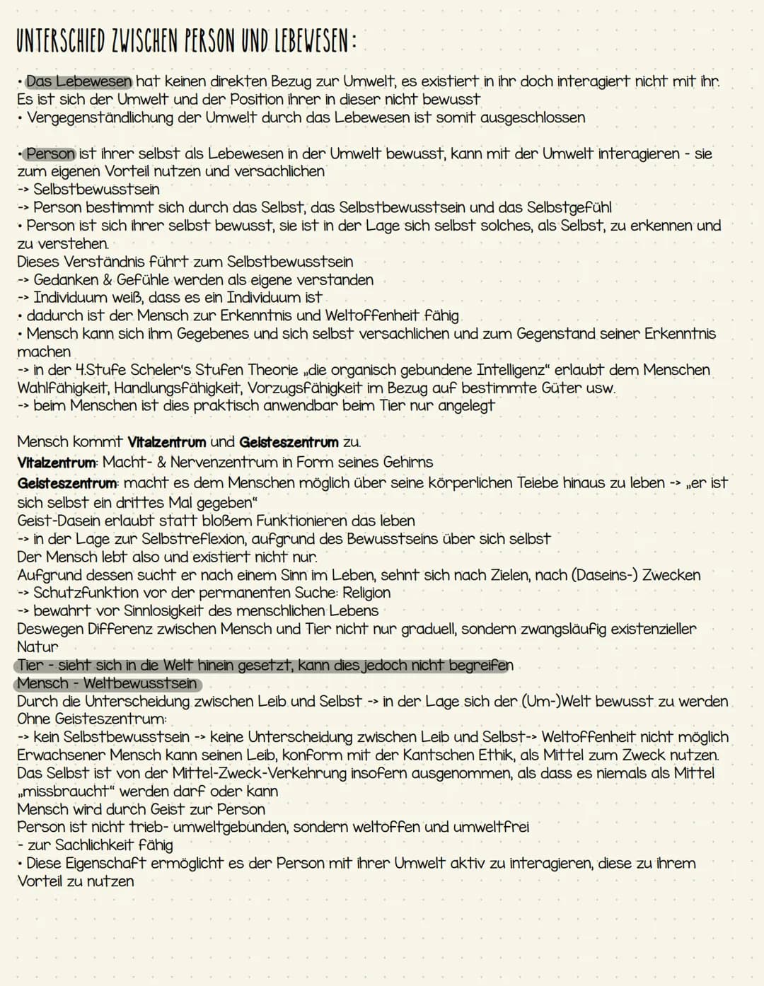 Anthropologie
MAX SCHELER
• Scheler schafft auf der Basis der Phänomenologie (Erscheinungslehre) eine erste
anthropologisch-philosophisch un