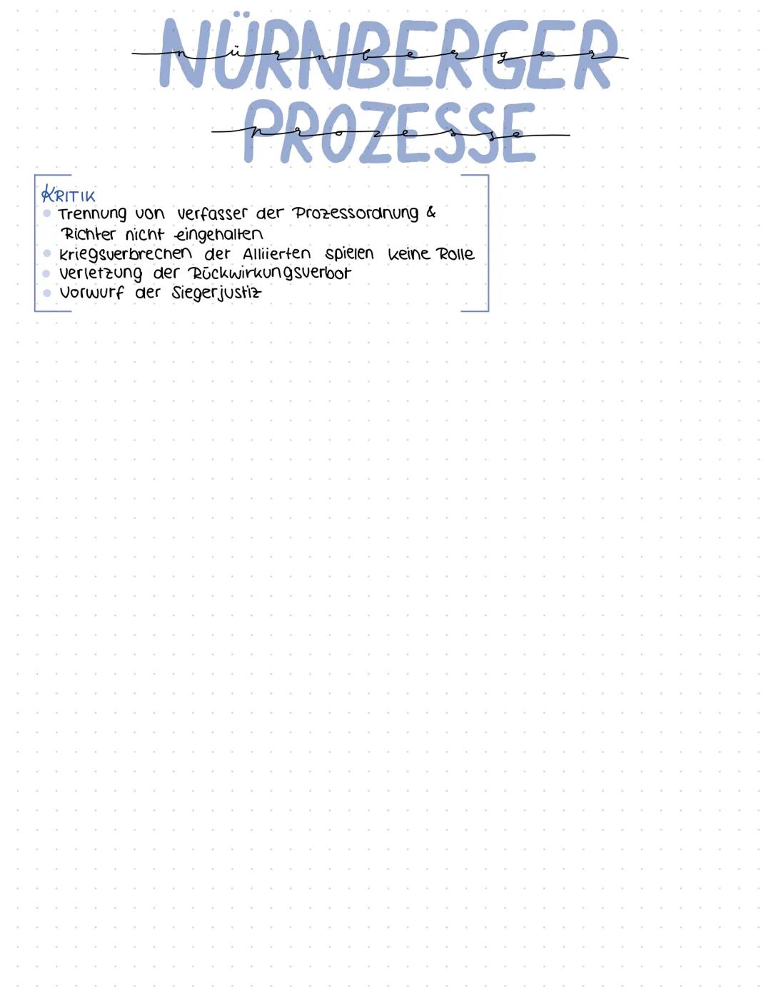 NÜRNBERGER
PROZESSE
DER ANFANG
Kriegsende 08. Mai 1945
Beginn der Prozesse
20. November 1945
GRUNDE FÜR PROZESS
Alliierten zeigen damit, das