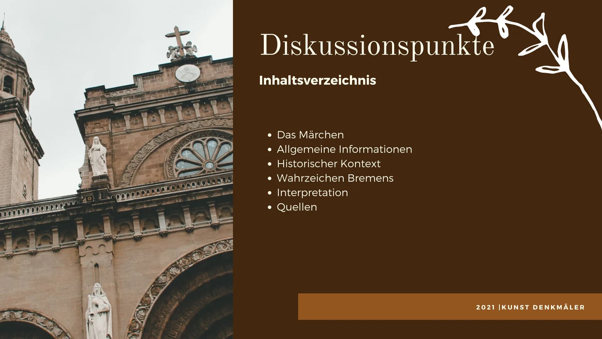 Denkmal
Die Bremer
Stadtmusikanten
PRÄSENTIERT VON ALICA & LEA 00000
DODOOOOLLEE
Diskussionspunkte
Inhaltsverzeichnis
of
• Das Märchen
Allge