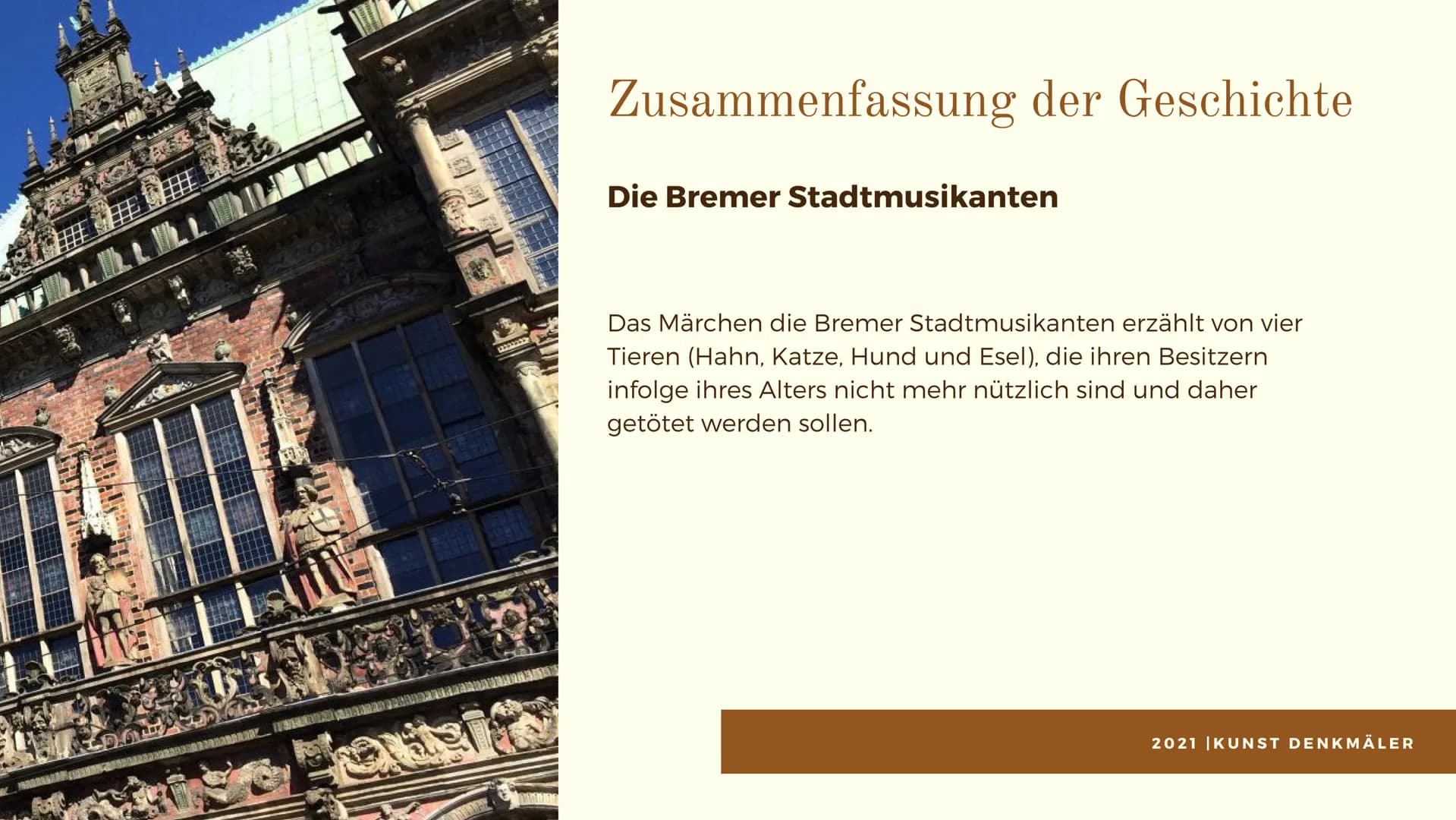 Denkmal
Die Bremer
Stadtmusikanten
PRÄSENTIERT VON ALICA & LEA 00000
DODOOOOLLEE
Diskussionspunkte
Inhaltsverzeichnis
of
• Das Märchen
Allge