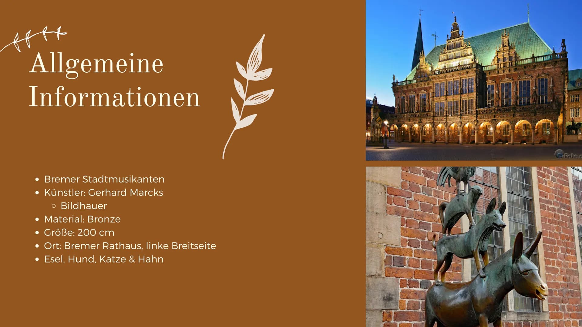 Denkmal
Die Bremer
Stadtmusikanten
PRÄSENTIERT VON ALICA & LEA 00000
DODOOOOLLEE
Diskussionspunkte
Inhaltsverzeichnis
of
• Das Märchen
Allge
