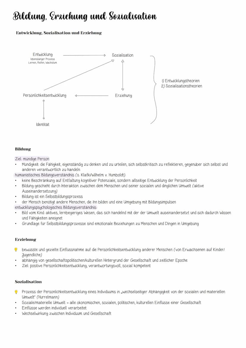Inhalt
I. Grundlagen
1. Definitionen von Bildung, Erziehung und Sozialisation
II. Entwicklung, Sozialisation und Erziehung
1. Systemische Si