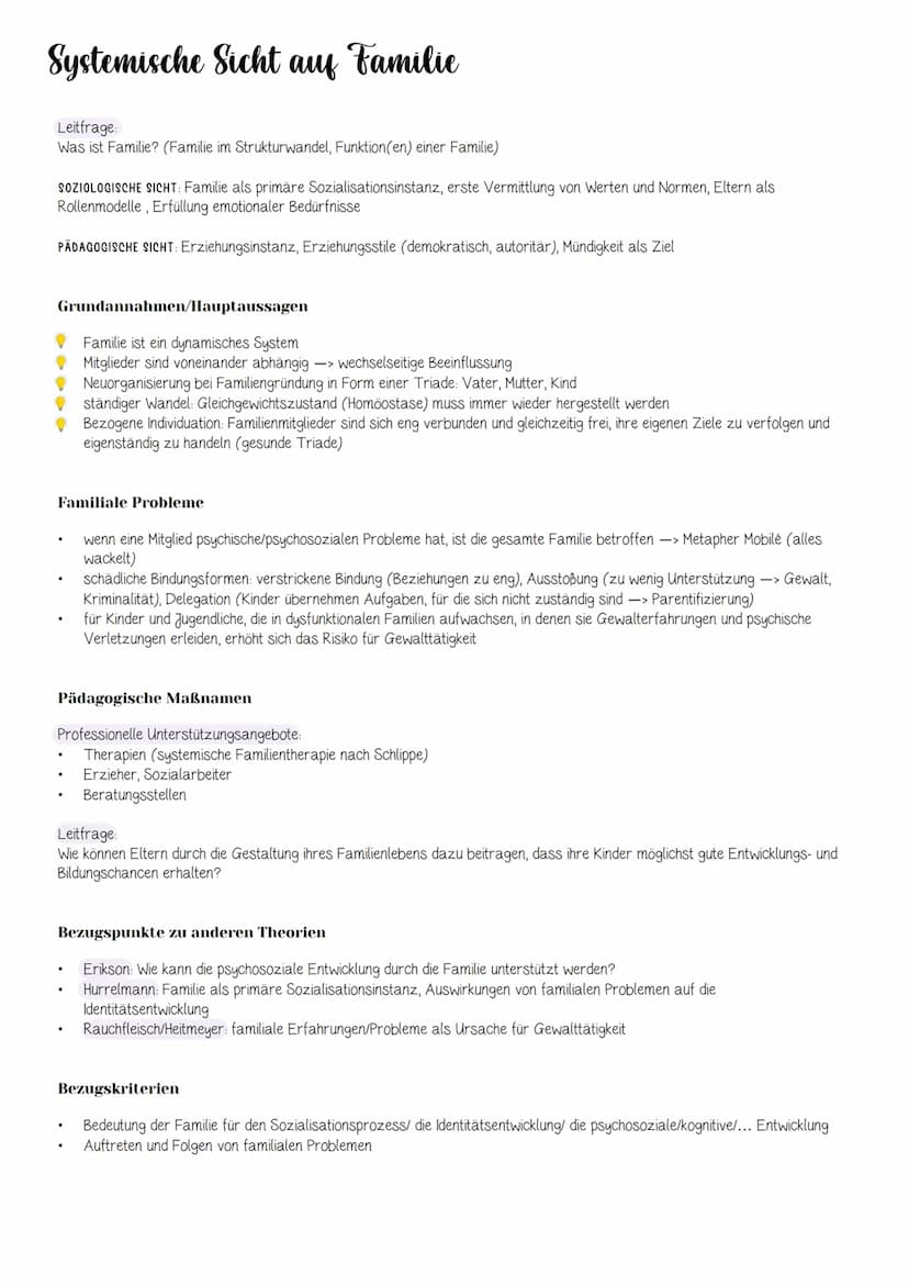 Inhalt
I. Grundlagen
1. Definitionen von Bildung, Erziehung und Sozialisation
II. Entwicklung, Sozialisation und Erziehung
1. Systemische Si