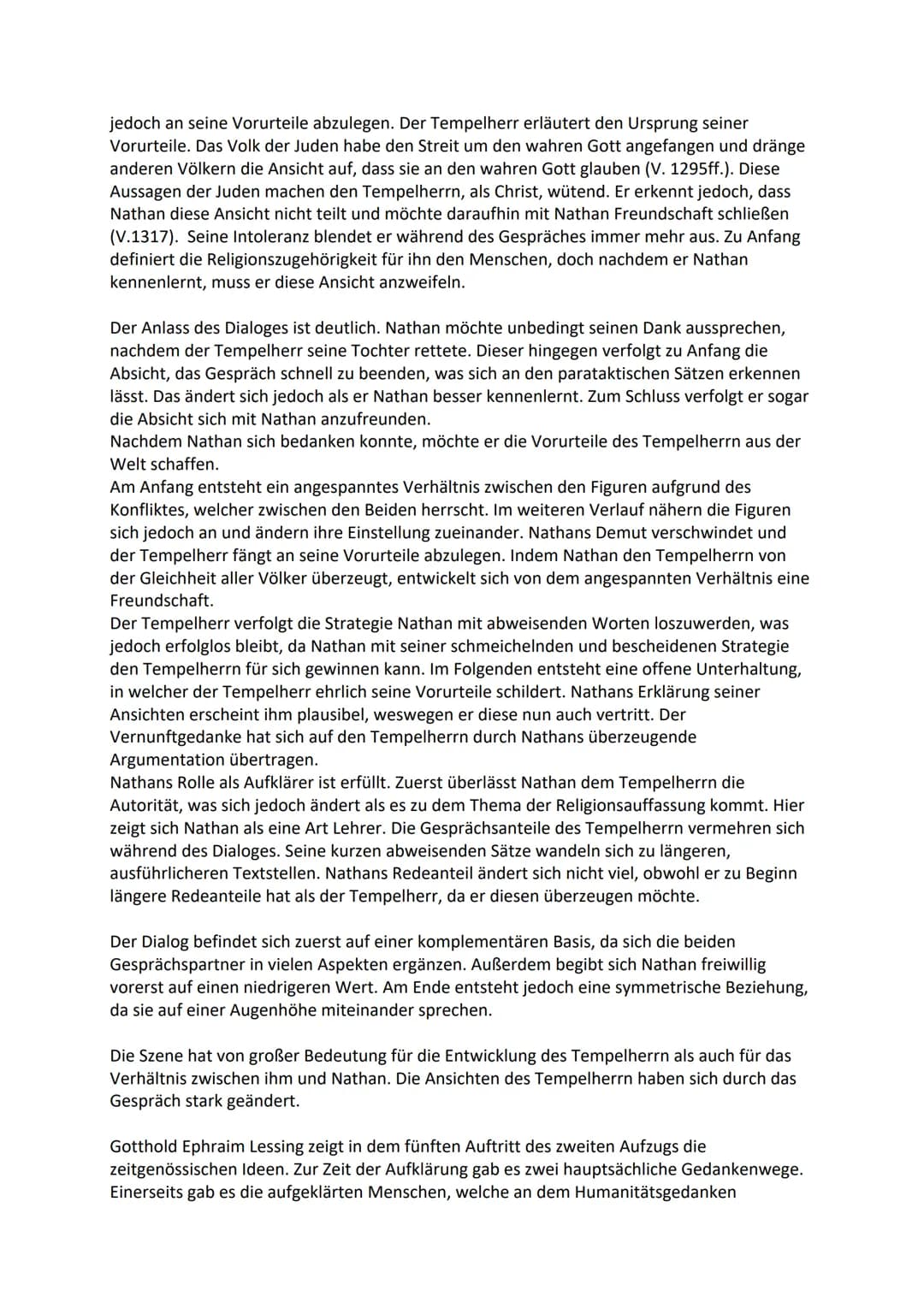 Szenenanalyse Nathan der Weise 2. Aufzug 5. Auftritt
Das Drama ,,Nathan der Weise" geschrieben von Gotthold Ephraim Lessing aus dem Jahre
17