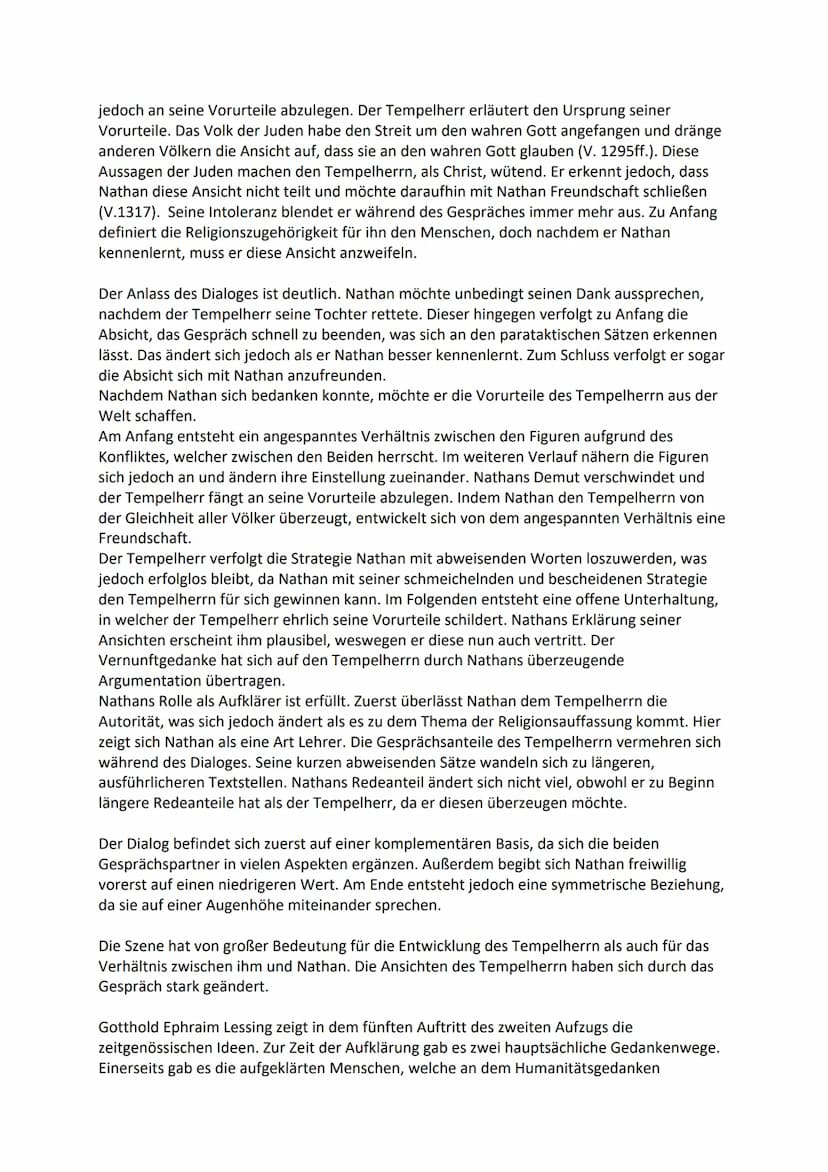 Szenenanalyse Nathan der Weise 2. Aufzug 5. Auftritt
Das Drama ,,Nathan der Weise" geschrieben von Gotthold Ephraim Lessing aus dem Jahre
17