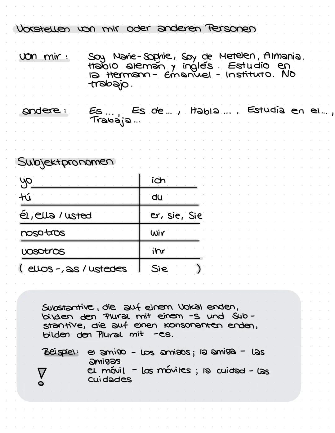 Grammatik
1. Lucía: Marta, comprendes
2. ¿Alejandro?! -¿Eh? ¡Un momento! Solo
3. Marta: Manuel, aprendemos
4. Manuel: ¿Quién comprende
5. Lo