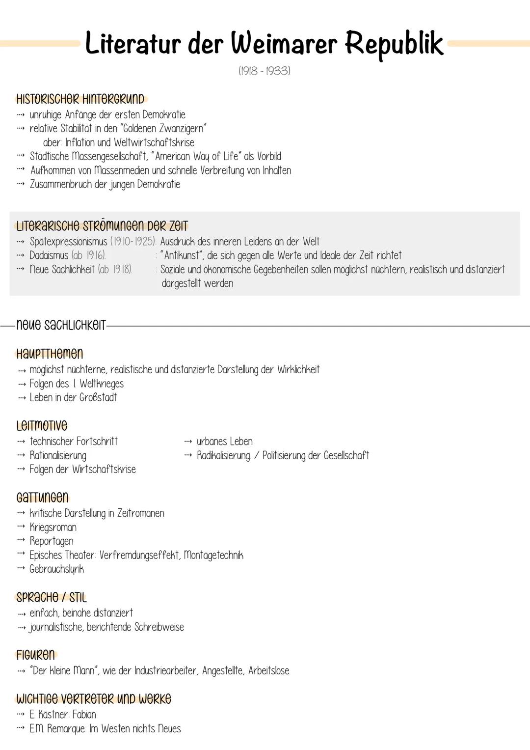 # Literaturepochen und Strömungen im Überblick

1786-1832
Weimar Klassik

1815-1850
Biedermeier

1880-1900
Naturalismus

1918-1933
Literatur