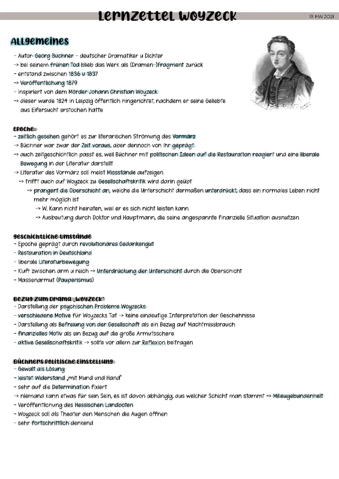 Lernzettel Woyzeck