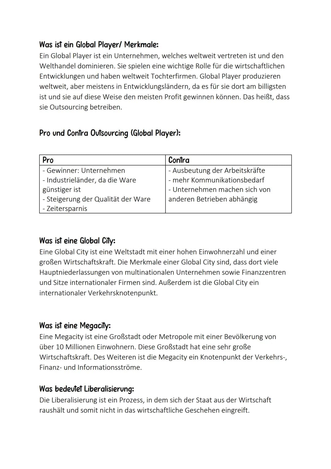 Lernzettel: Globalisierung
Definition Globalisierung:
Globalisierung ist die weltweite Vernetzung von Volkswirtschaften, Märkten,
Gesellscha