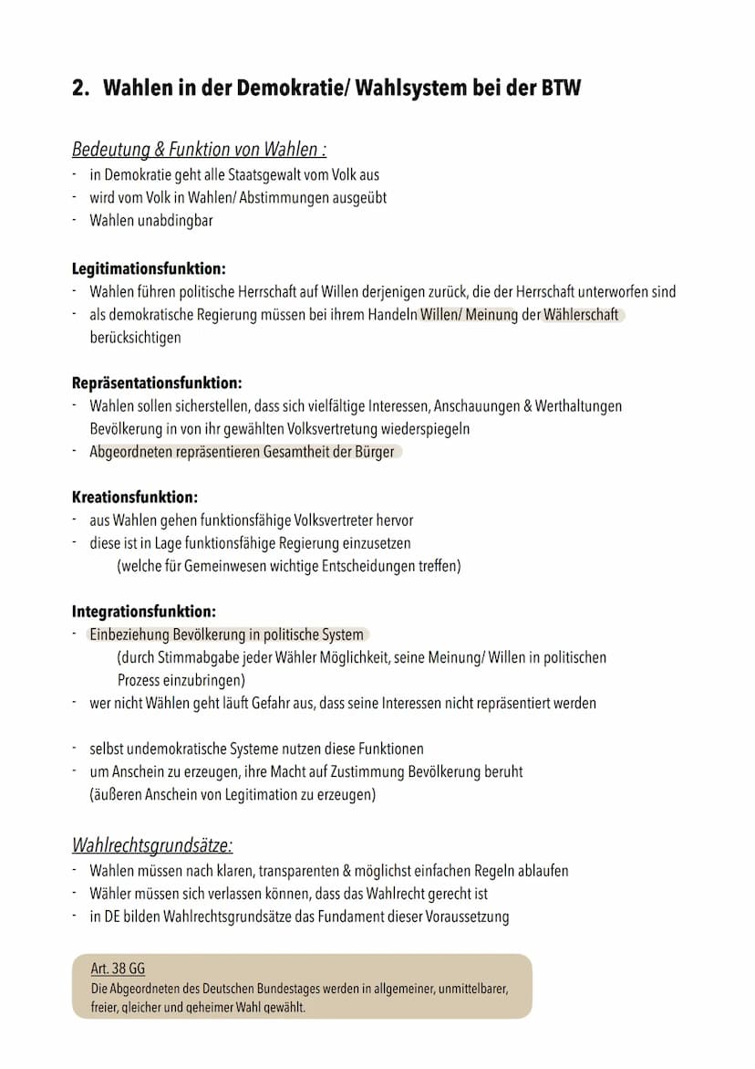 PoWi Klausur Nr.2/Q1
1. Parteien im politischen System
Definition Parteiendemokratie":
demokratisches System, indem politische Parteien ents