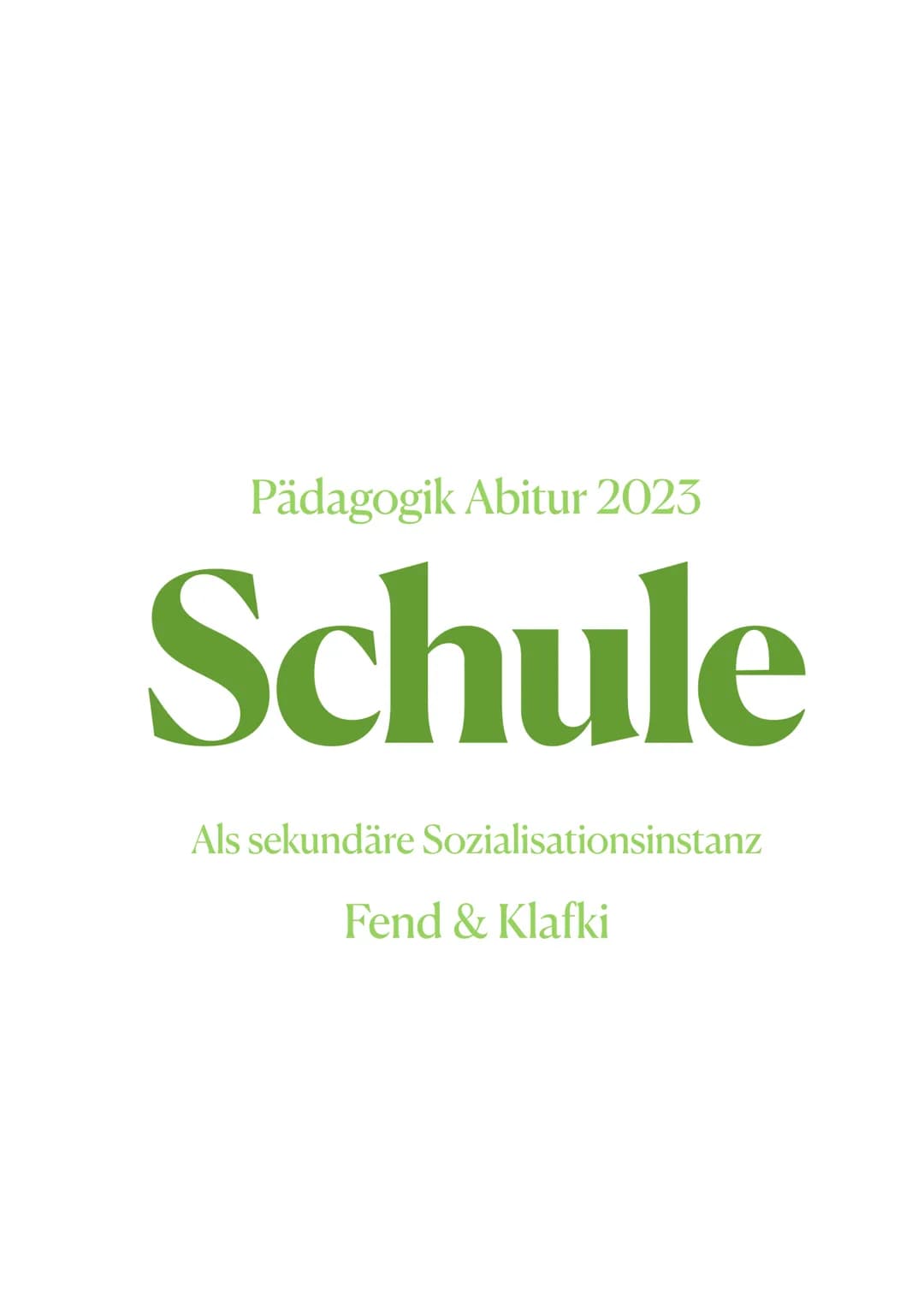 Pädagogik Abitur 2023
Schule
Als sekundäre Sozialisationsinstanz
Fend & Klafki Pädagogik Abitur 2023
Bildung
Definition
keine einheitliche D