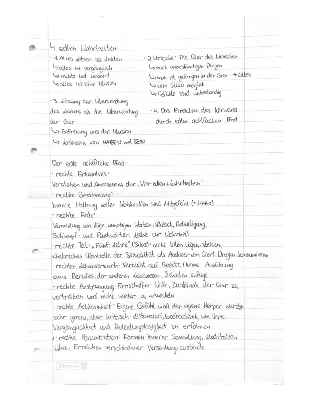 Die vier edlen Wahrheiten/Der edle achtfache Pfad