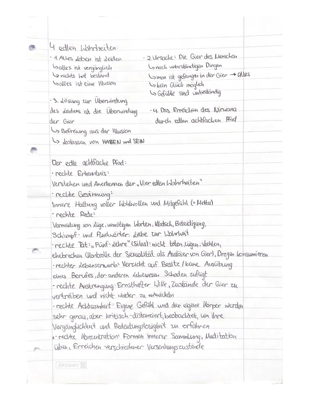 4 edlen Wahrheiten:
• 1. Alles Leben ist Leiden.
alles ist vergänglich
nichts hat bestand
alles ist eine Illusion
-3. 2ösung zur Überwindung