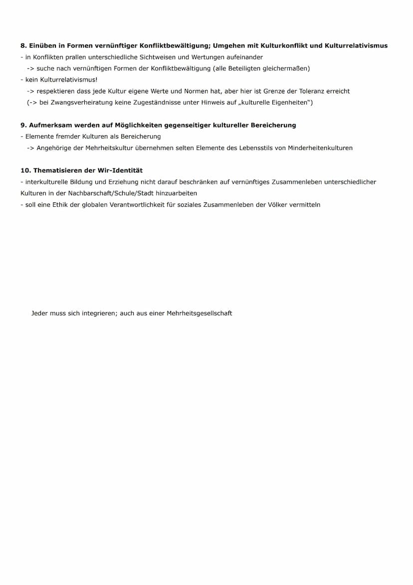 Interkulturelle Erziehung und Bildung nach Nieke
Zehn Ziele interkulturelle Erziehung und Bildung:
1. Erkennen des eigenen, unvermeidlichen 