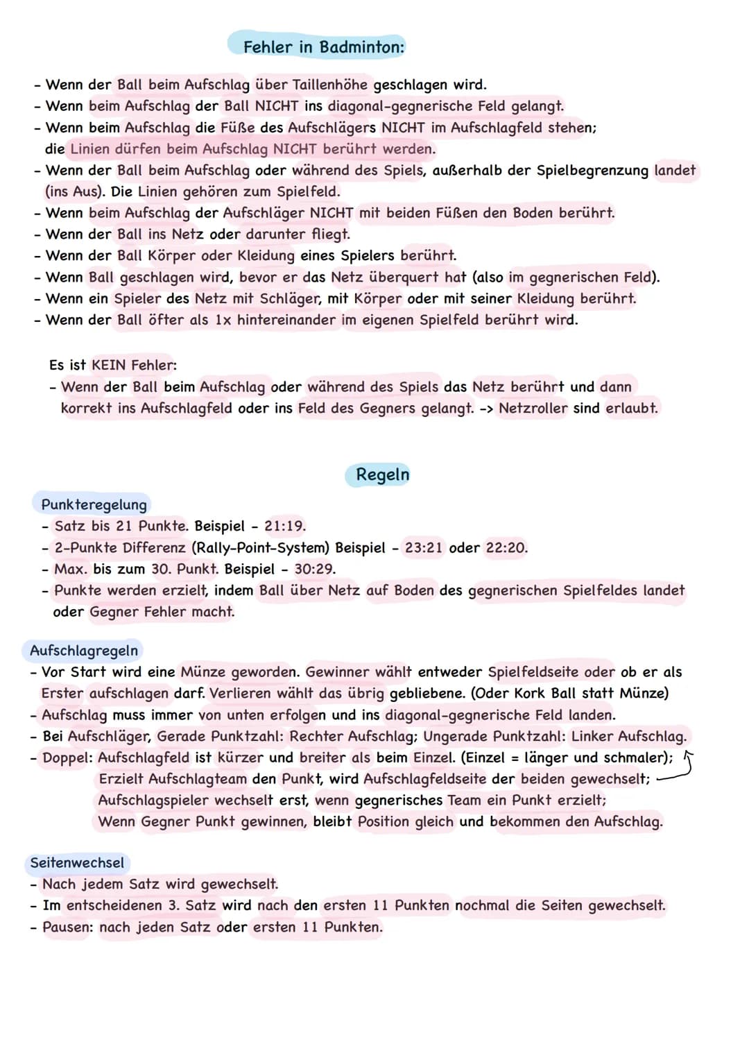 - Rückschlagspiel mit einem Federball; ein Badmintonschläger pro Person.
- Es kann von 2 Spielern als Einzel oder von 4 Spielern als Doppel/