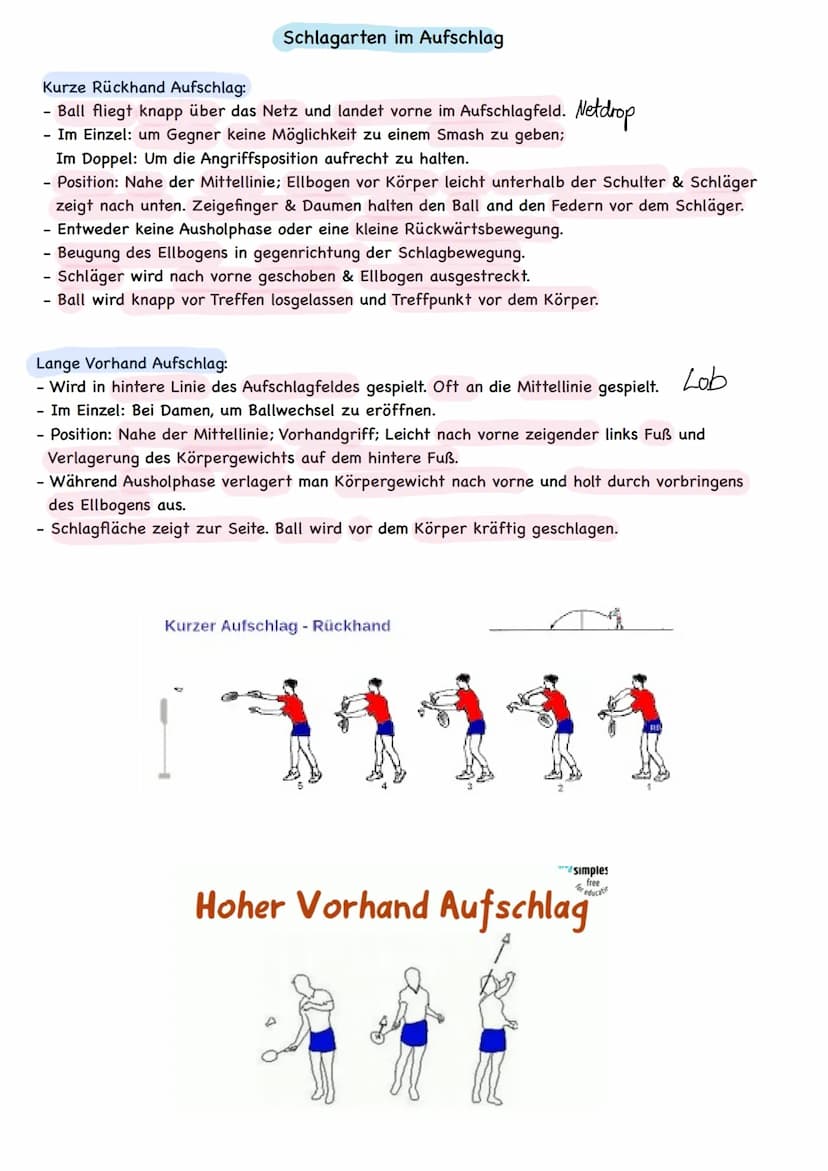 - Rückschlagspiel mit einem Federball; ein Badmintonschläger pro Person.
- Es kann von 2 Spielern als Einzel oder von 4 Spielern als Doppel/