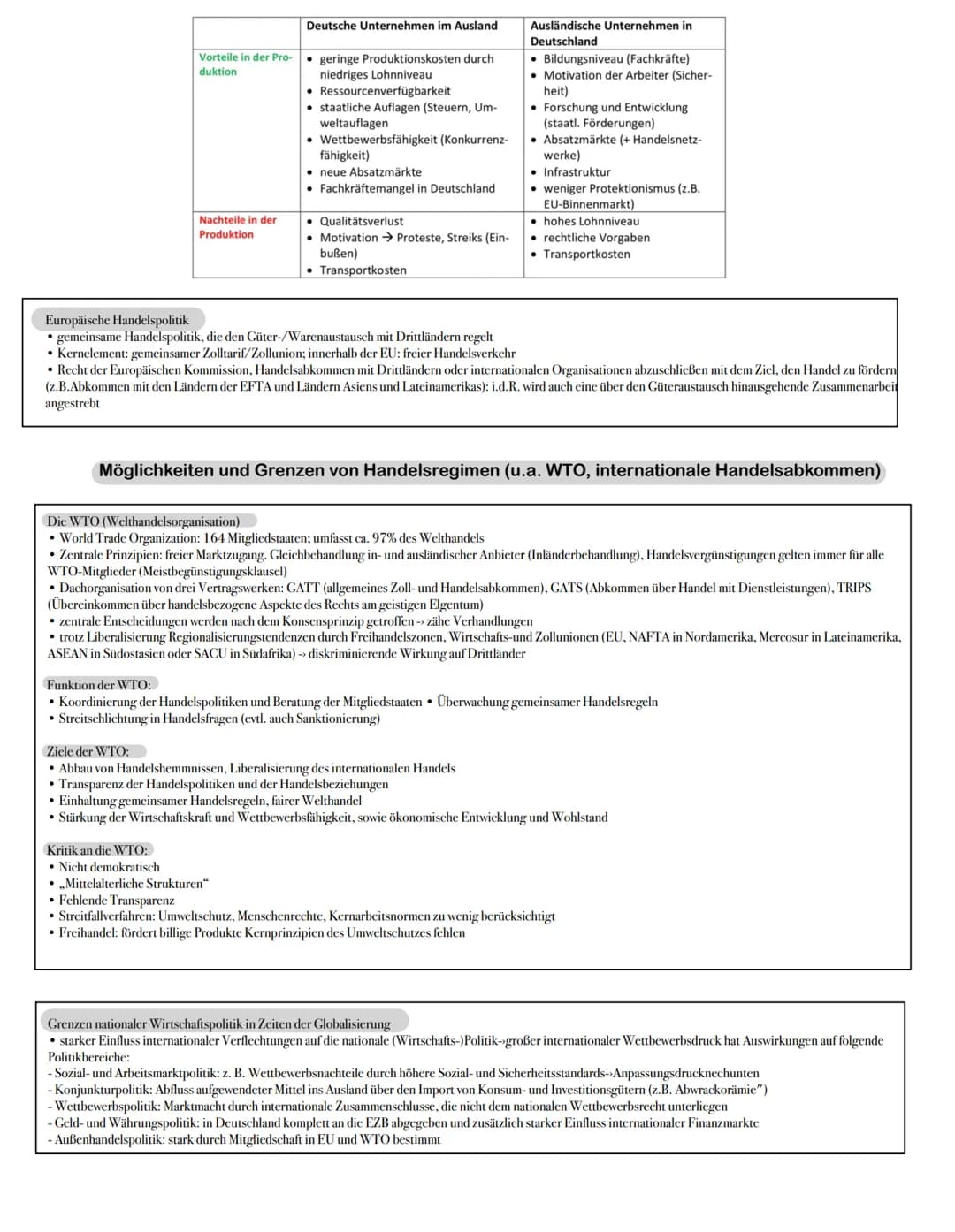 Freihandel:
• Ungehemmter Handel zwischen Volkswirtschaften, in welchen sich durch Arbeitsteilung und
freien Wettbewerb komparative Kostenvo