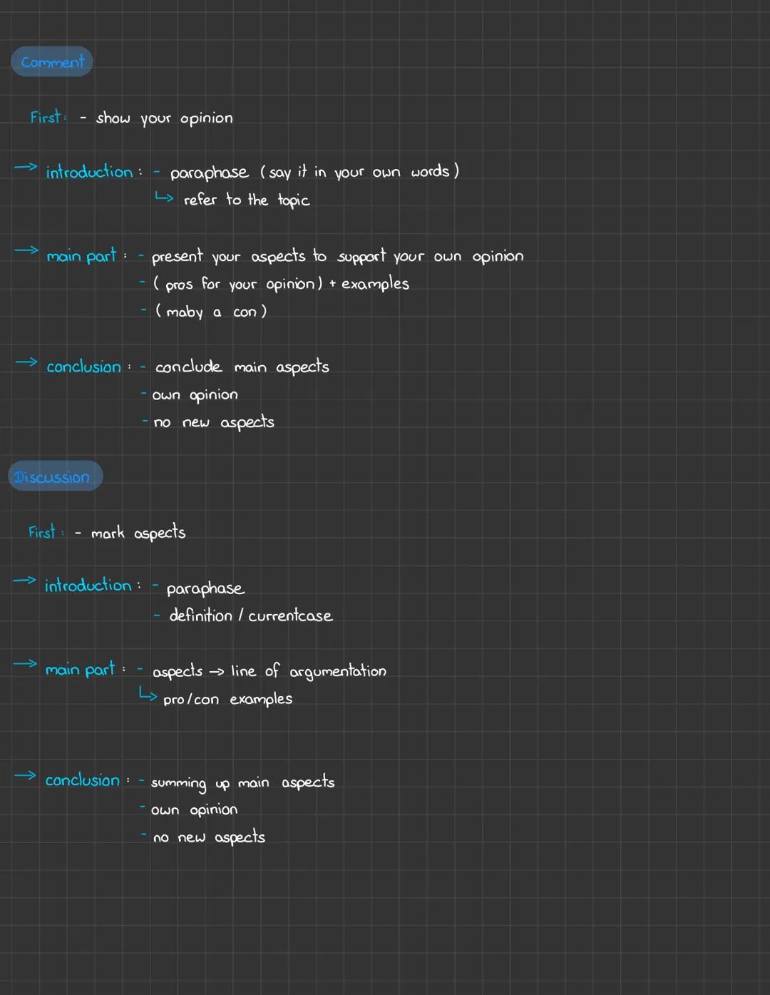 Englisch Lernzettel Nr.2..
Summary
First mark all important aspects
→introduction: - "umbrella sentence"
main part :
Outline
text, title, au