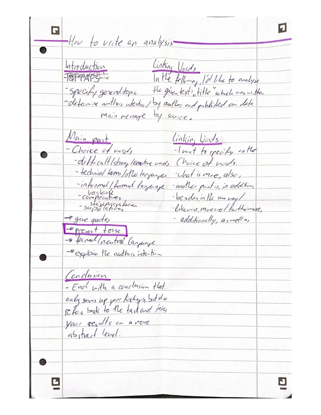 How to write an analysis
