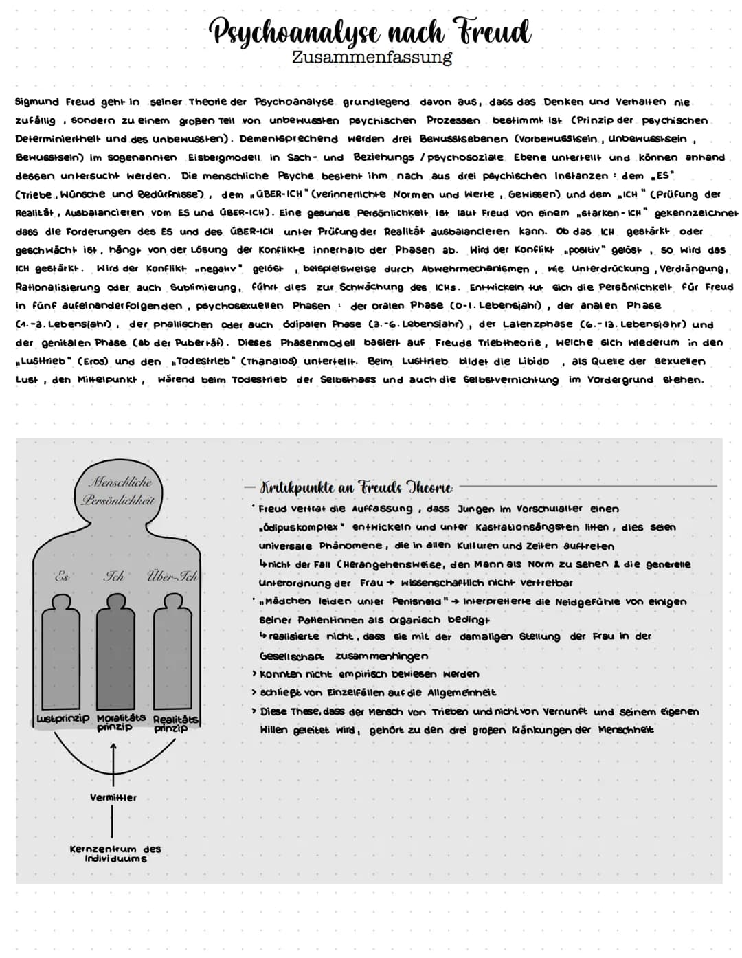 Sigmund Freud geht in seiner Theorie der Psychoanalyse grundlegend davon aus, dass das Denken und Verhalten nie.
zufällig, sondern zu einem 