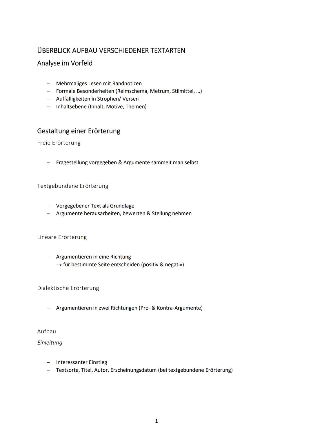 ÜBERBLICK AUFBAU VERSCHIEDENER TEXTARTEN
Analyse im Vorfeld
Mehrmaliges Lesen mit Randnotizen
Formale Besonderheiten (Reimschema, Metrum, St