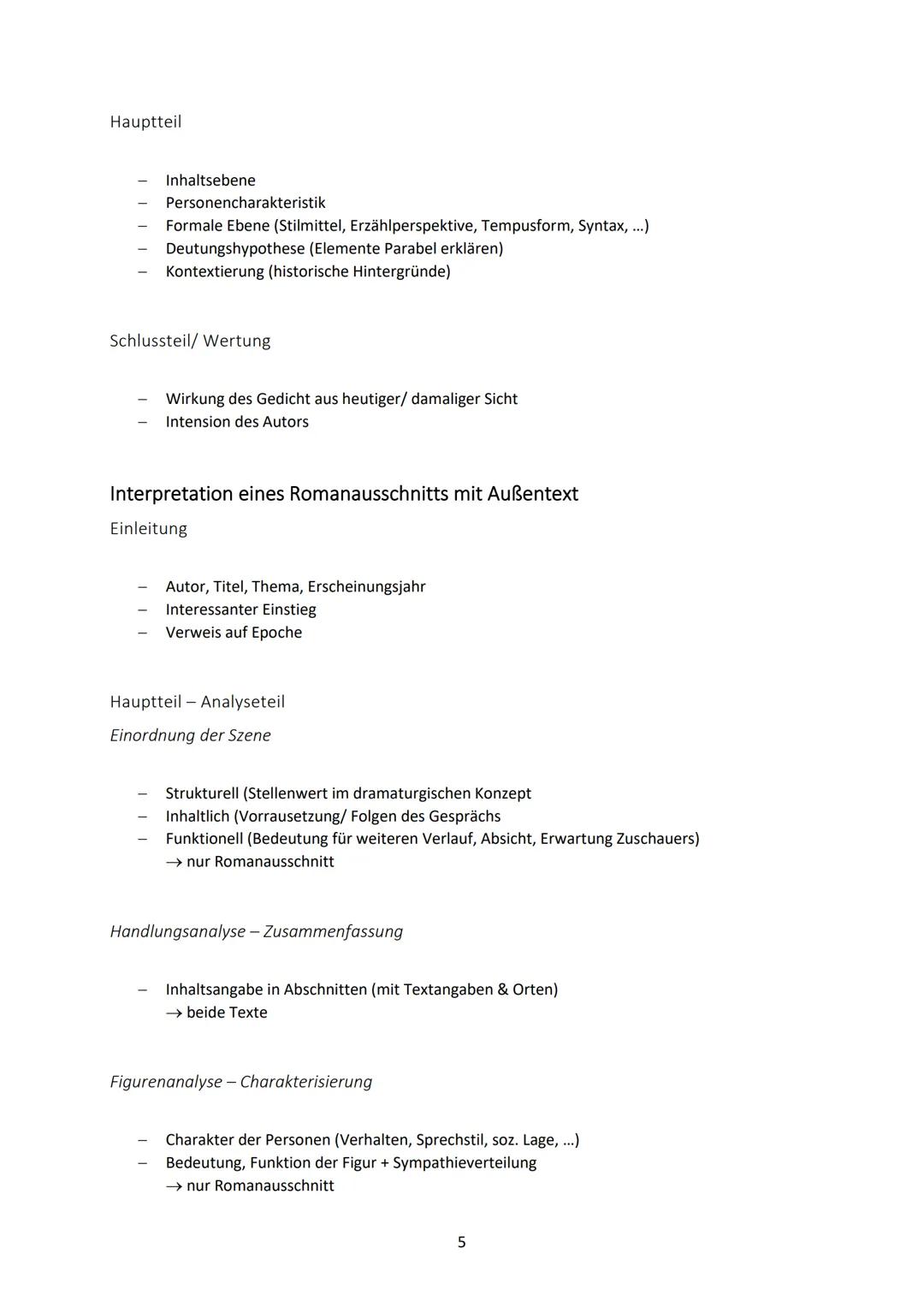 ÜBERBLICK AUFBAU VERSCHIEDENER TEXTARTEN
Analyse im Vorfeld
Mehrmaliges Lesen mit Randnotizen
Formale Besonderheiten (Reimschema, Metrum, St