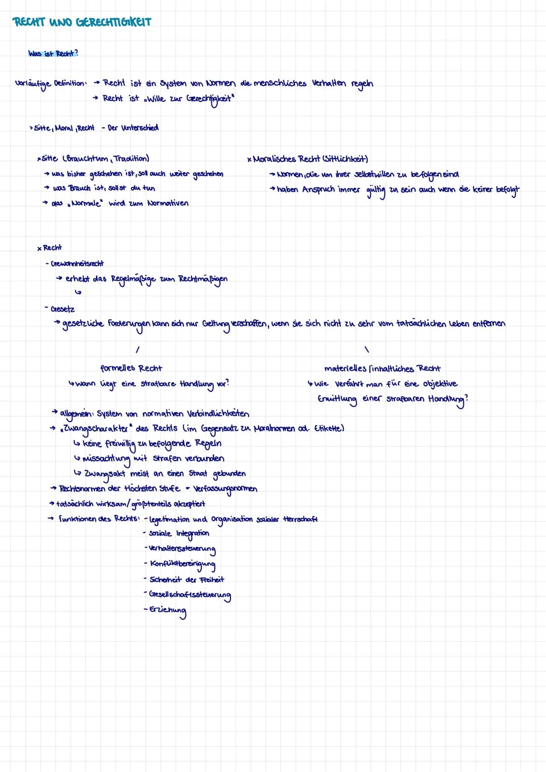 
<h2 id="wasistrecht">Was ist Recht?</h2>
<p>Vorläufige Definition: Recht ist ein System von Normen, die menschliches Verhalten regeln. Rech