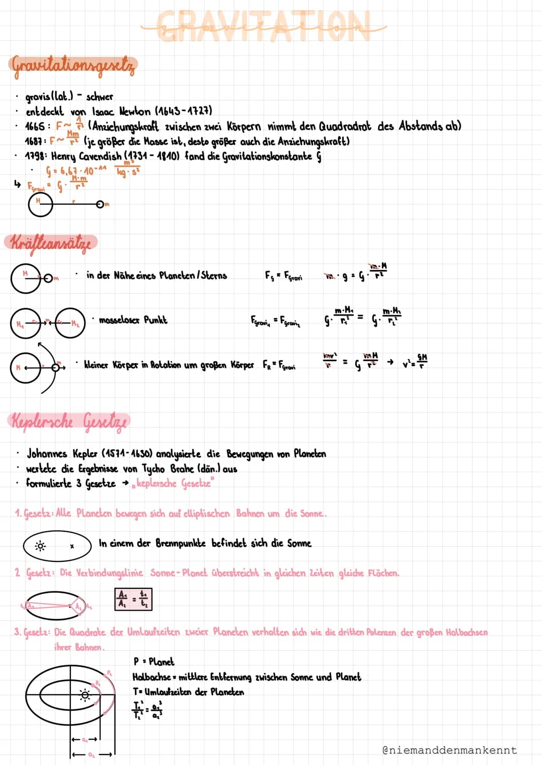 Gravitationsgesetz
gravis (lat.)- schwer
entdeckt von Isaac Newton (1643-1727)
슬
.
↳
1665: F~ (Anziehungskraft zwischen zwei Körpern nimmt d