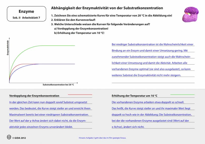 Enzyme
Arbeitsblätter
(Lehrerversion)
GIDA
OGIDA 2012 Energieinhalt
Enzyme
Sek. II Arbeitsblatt 1
A+B
Energiediagramm chemischer Reaktionen 