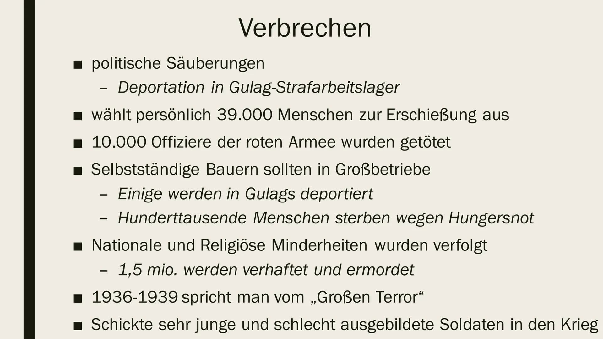 wys
JOSEF STALIN
Präsentation von Ilinca Michels Inhalt
■ Biographie
■ Kindheit& Jugend
■ Revolutionäre Tätigkeit
Hitler-Stalin Pakt
Verbrec