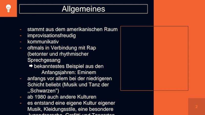 PROH
ELS
вина
HIP HOP
+₁
С
VI
ABC 1. Allgemeines
2. Herkunft des Namens
3. Entwicklung des Tanzes
4. Tanzstile
Verlauf
5. Techniken des ,,Br