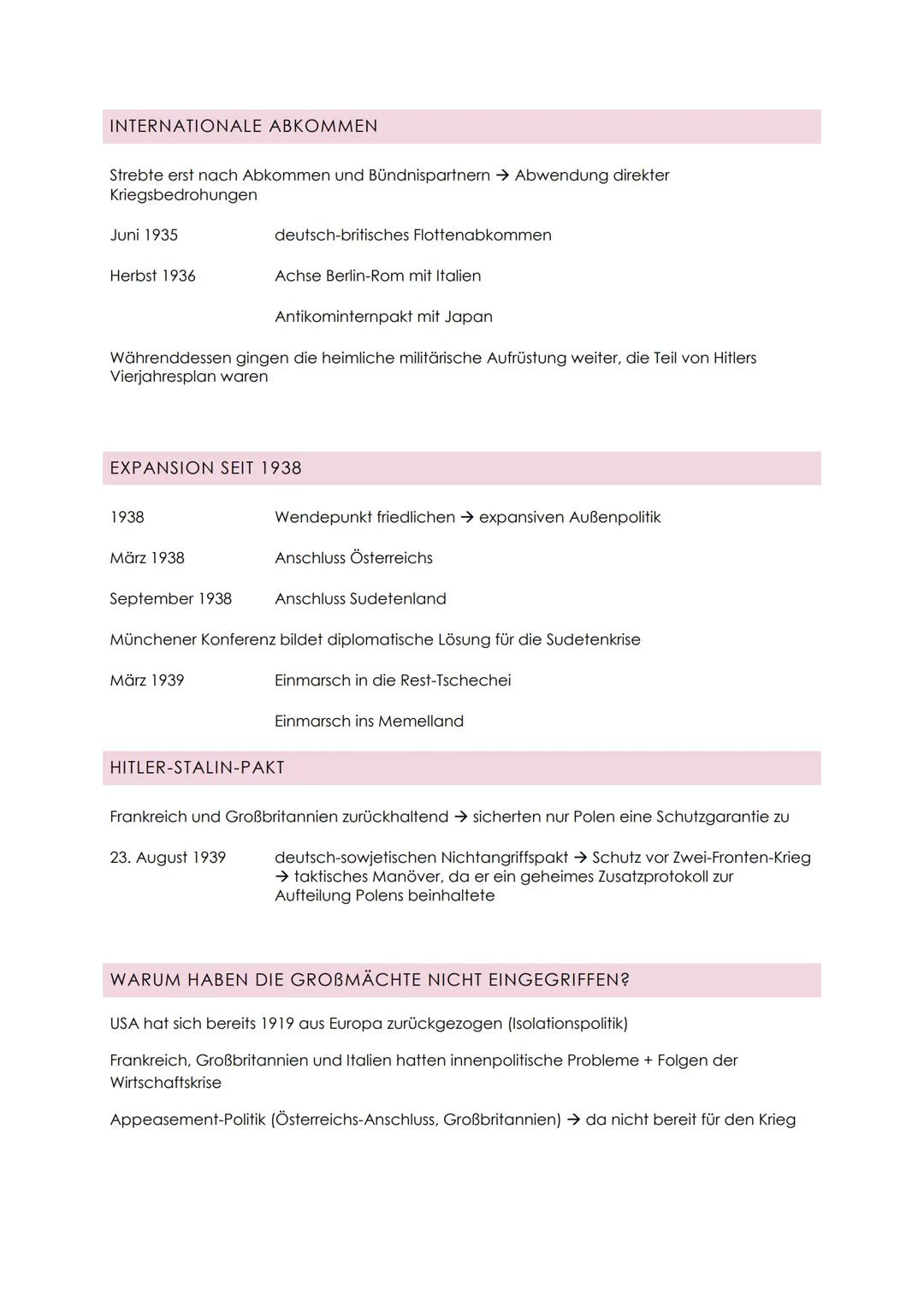 NATIONALSOZIALISTISCHE
AUSSENPOLITIK
DOPPELSTRATEGIE
Nach außen Frieden durch Reden
Vertragsbrüche, systematische Revision des Versailler Ve