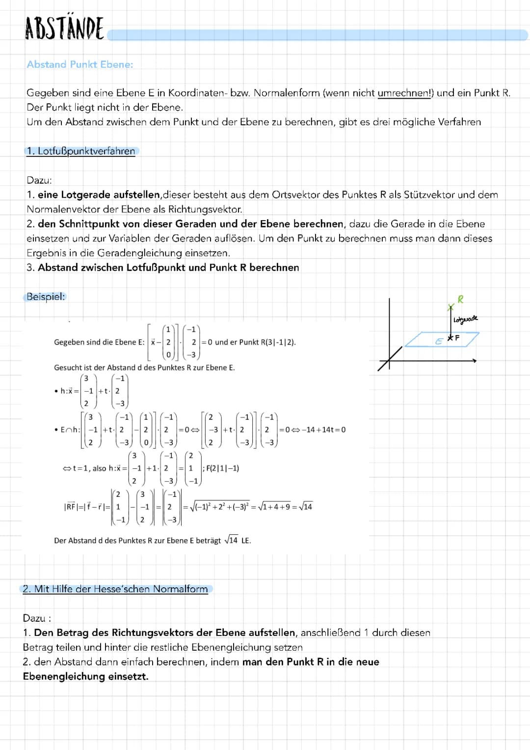 Abstände - Analytische Geometrie
