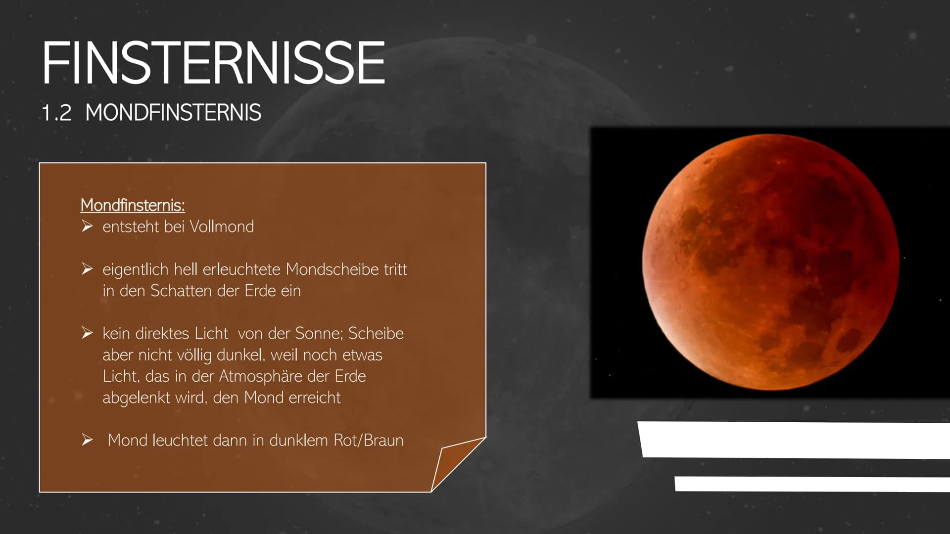 DER MOND
Eine Präsentation von Louis Jaekel GLIEDERUNG
o Physikalische Verhältnisse des Mondes
o Oberflächenformen des Mondes
o Bewegung des