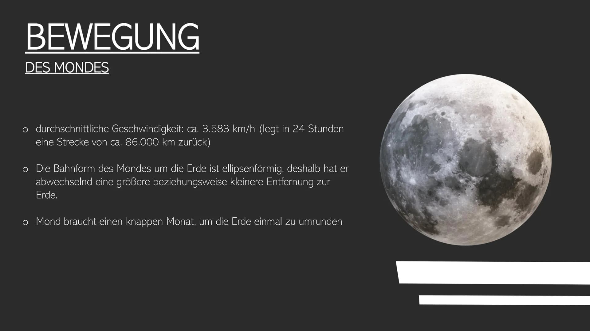 DER MOND
Eine Präsentation von Louis Jaekel GLIEDERUNG
o Physikalische Verhältnisse des Mondes
o Oberflächenformen des Mondes
o Bewegung des