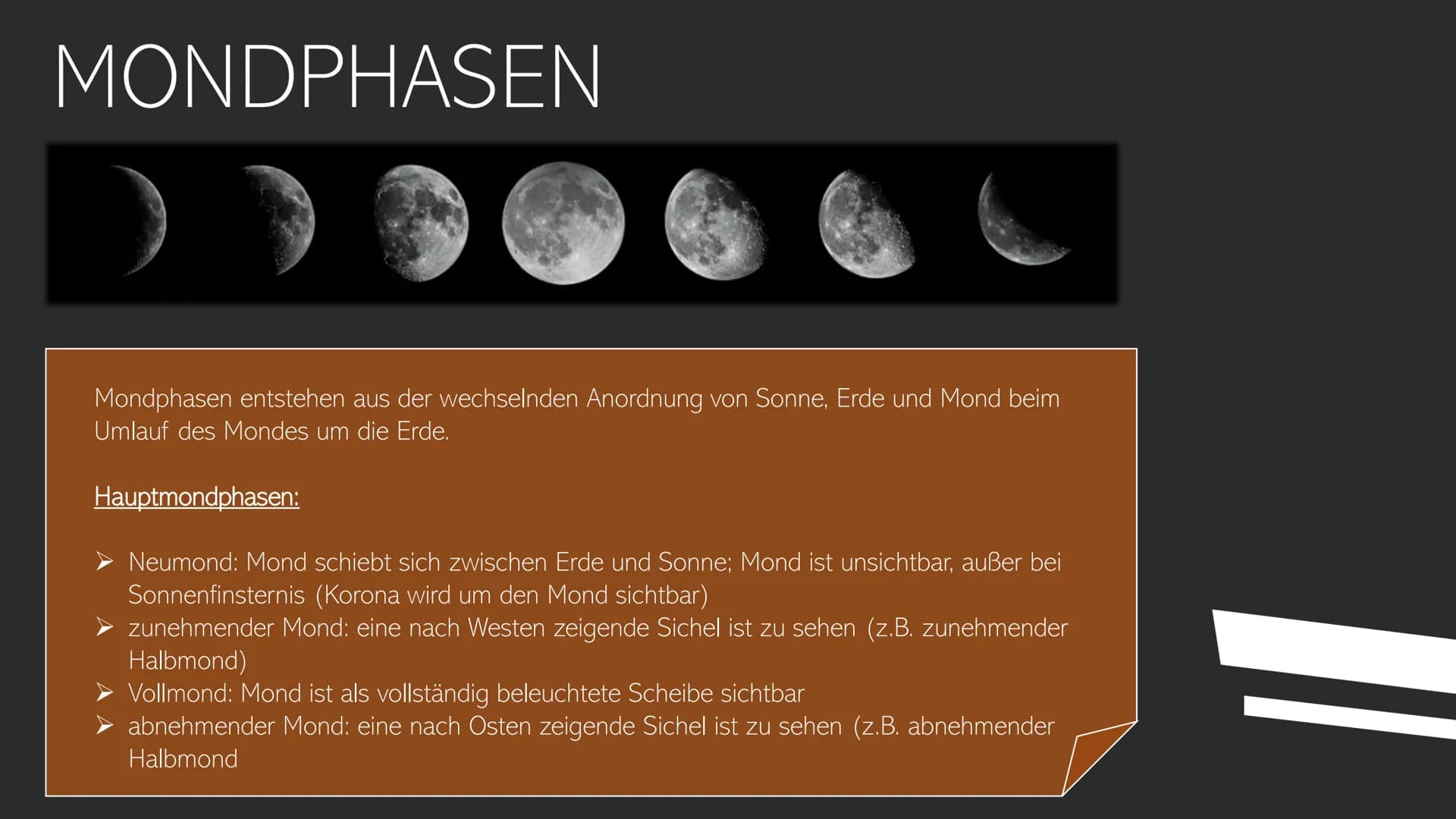 DER MOND
Eine Präsentation von Louis Jaekel GLIEDERUNG
o Physikalische Verhältnisse des Mondes
o Oberflächenformen des Mondes
o Bewegung des