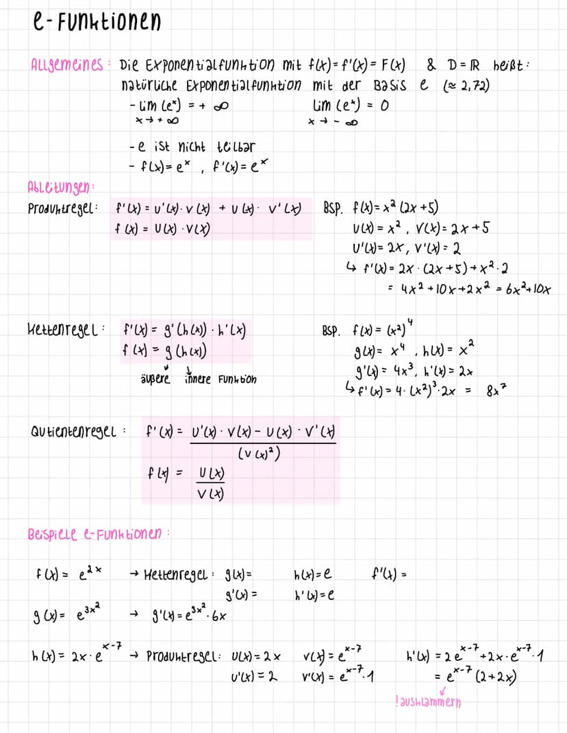 Ableitung (f'(x) zeigt Steigung von f(x))
Ableitungsregel
y = mx + b (lineare Funktion)
n
f (x) = x²
BSP. f(x)= x³
· f'(x) = n・x"
n-1
Potenz