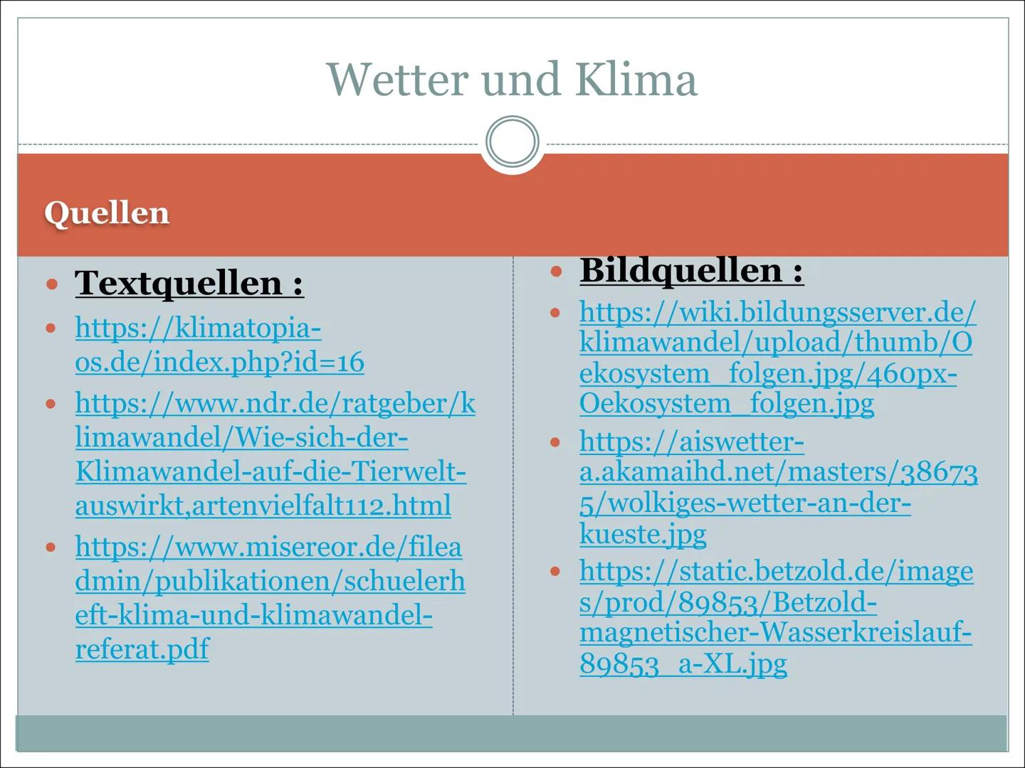 Wetter und Klima Handout
Beantworte alle Fragen zur Power Point Präsentation
1. Was bedeutet Klima/ Wetter ?
2. Nenne 2 Klimazonen mit jewei