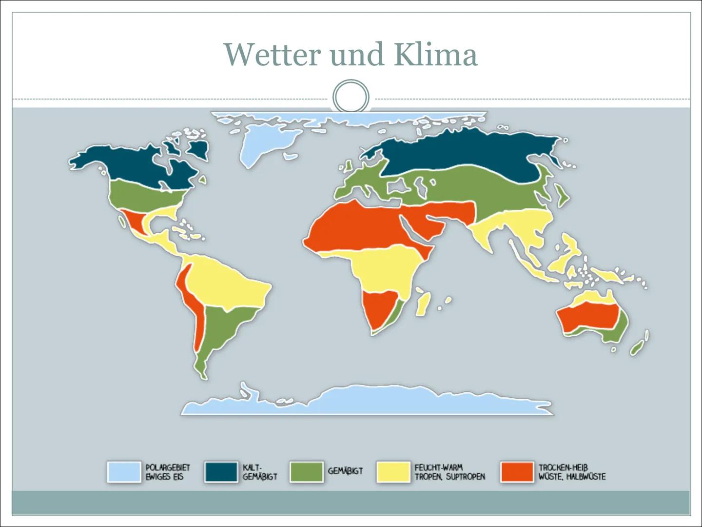 Wetter und Klima Handout
Beantworte alle Fragen zur Power Point Präsentation
1. Was bedeutet Klima/ Wetter ?
2. Nenne 2 Klimazonen mit jewei