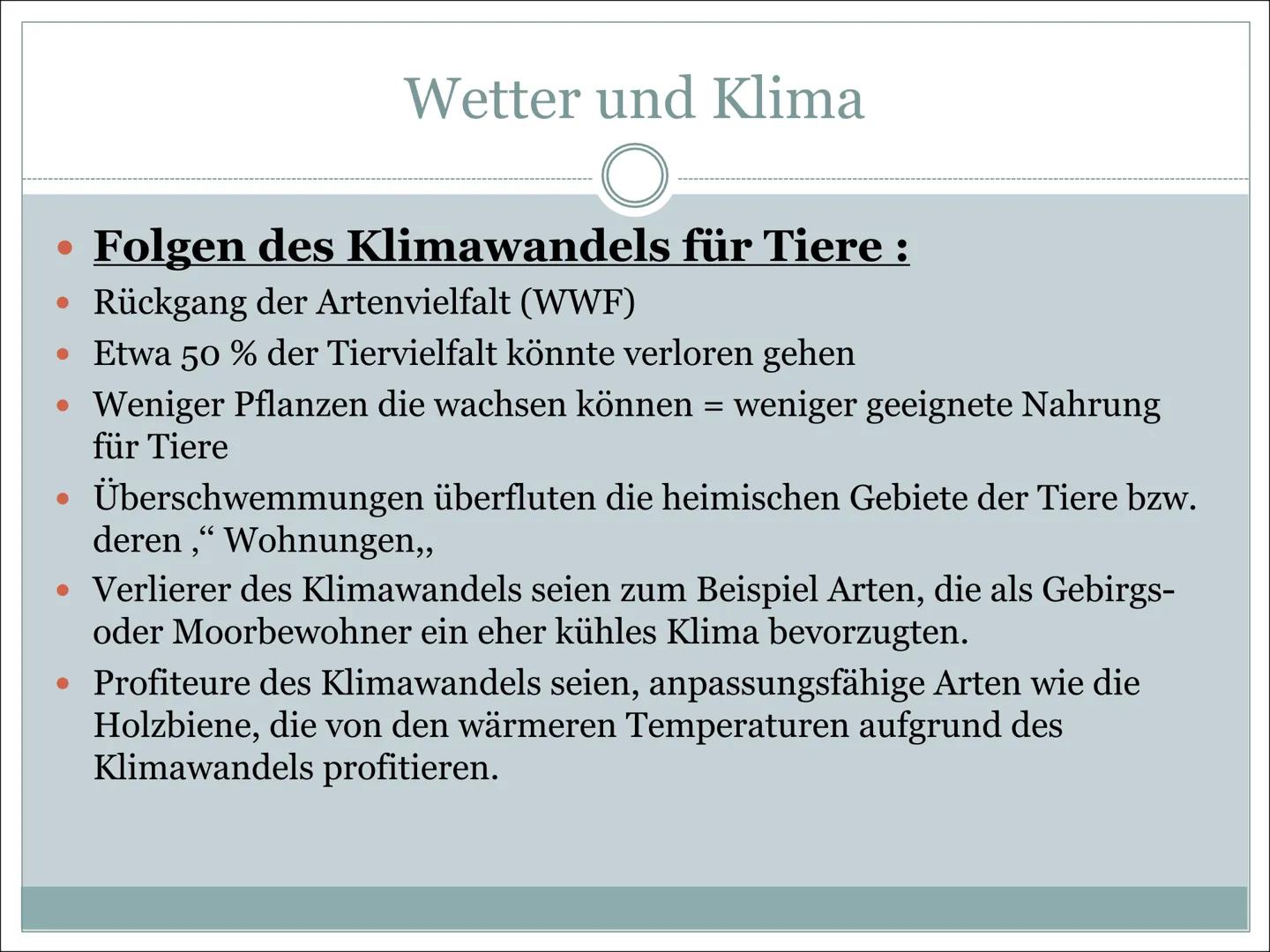 Wetter und Klima Handout
Beantworte alle Fragen zur Power Point Präsentation
1. Was bedeutet Klima/ Wetter ?
2. Nenne 2 Klimazonen mit jewei