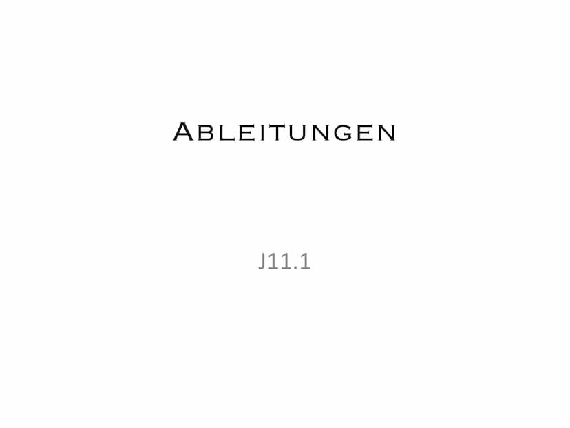 ABLEITUNGEN
J11.1 Ausarbeitung GFS Ableitungen:
Gliederung:
1. Was ist eine Ableitung?
2. Ableitungsregeln
3. Graphisches Ableiten
4. Quelle