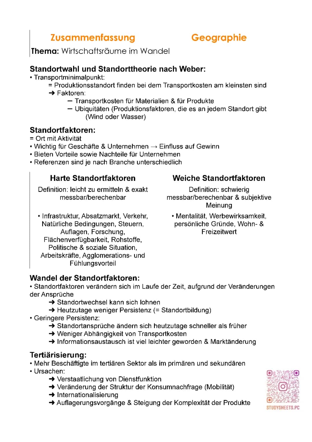 Standortfaktoren und Tertiärisierung einfach erklärt 🌍📚