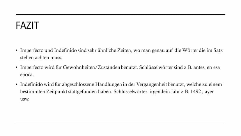 IMPERFECTO &
INDEFINIDO GRUNDLEGENDE INFORMATIONEN:
Beide Zeiten handeln von der Vergangenheit
Es gibt regelmäßige und unregelmäßige Verbfor