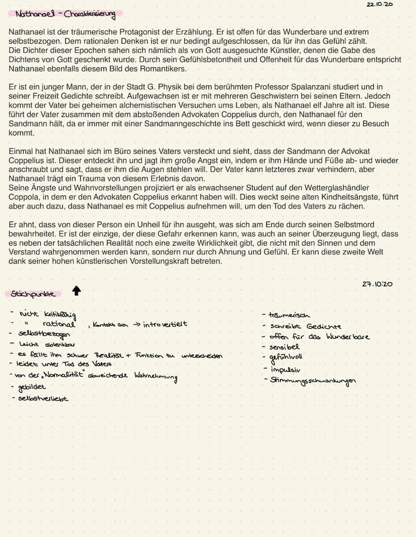 Der Sandmann E.T.A. Hoffmann
تسبب
Absicht:
Sandmann-Geschichte (S.7-8)
-Sandwurf in Augen der Kinder
Ziel: Augen springen heraus, Diebstahl
