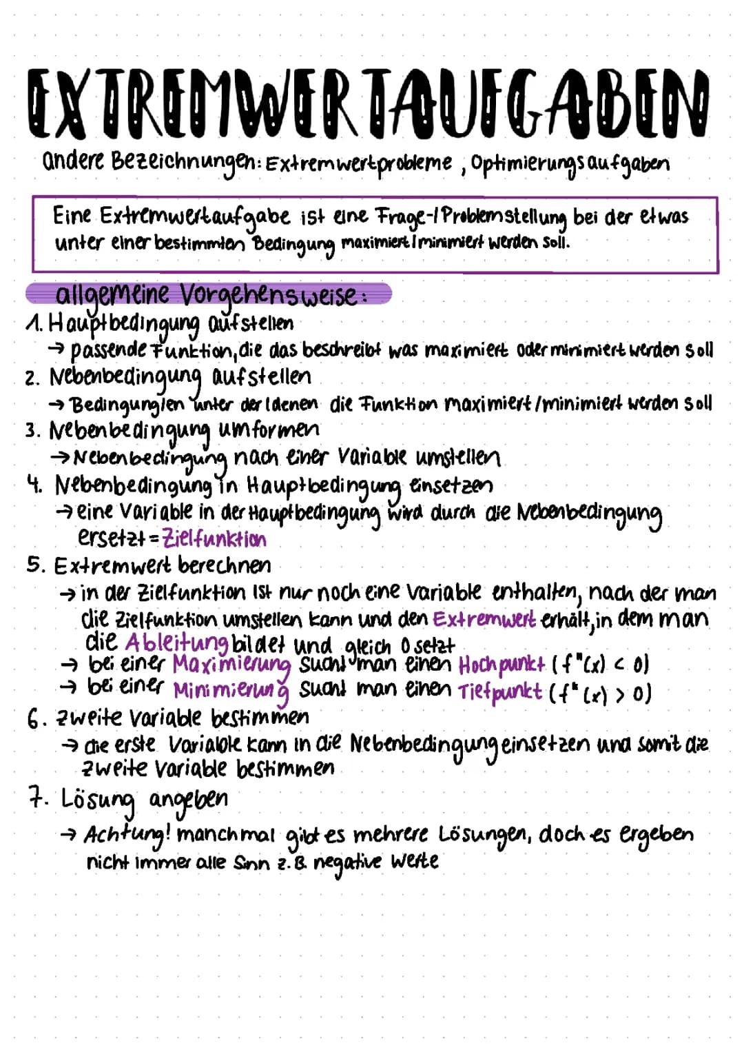 Extremwertaufgaben