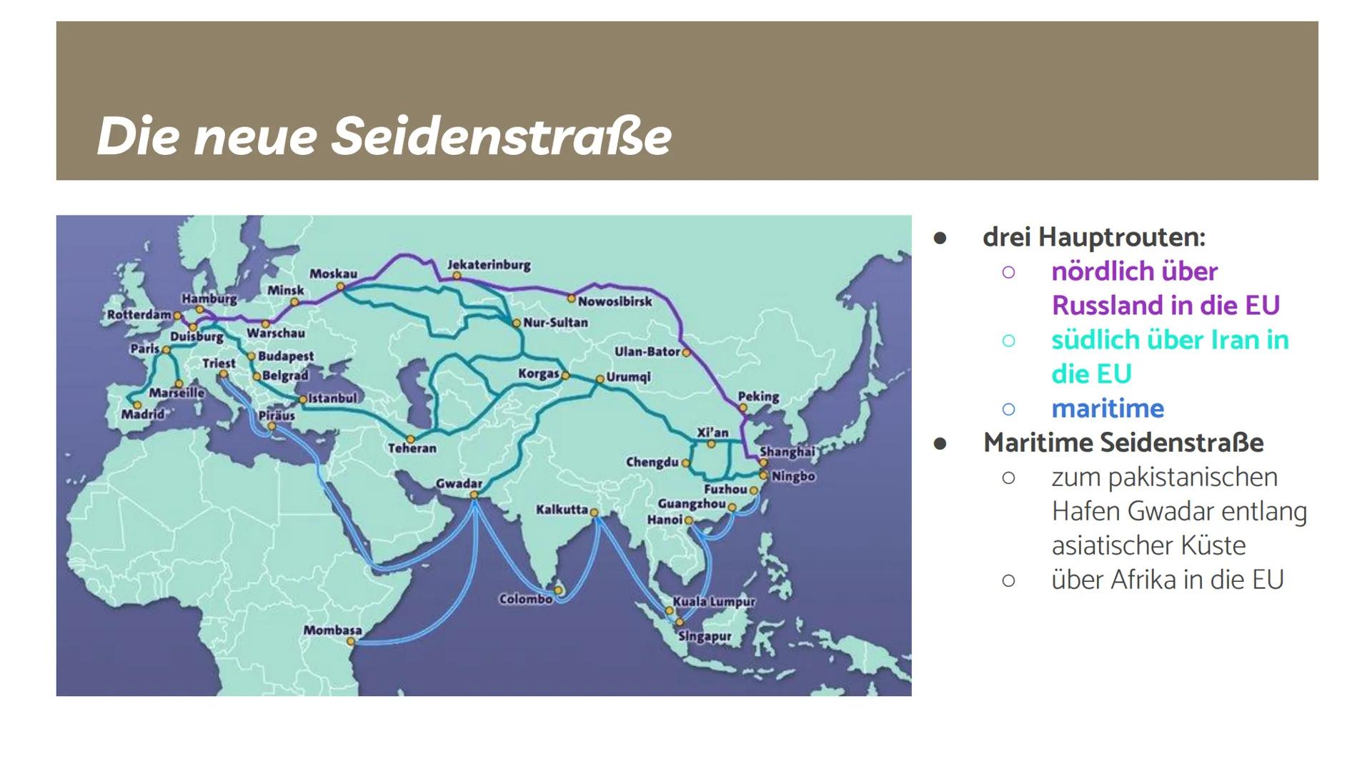 Die Seidenstraße
Ein Referat von Nurgül Angin und
Nesrin Fouani 01
02
03
04
Die Seidenstraße
Chinas Ziele & Handlungen
Problematiken & Chanc
