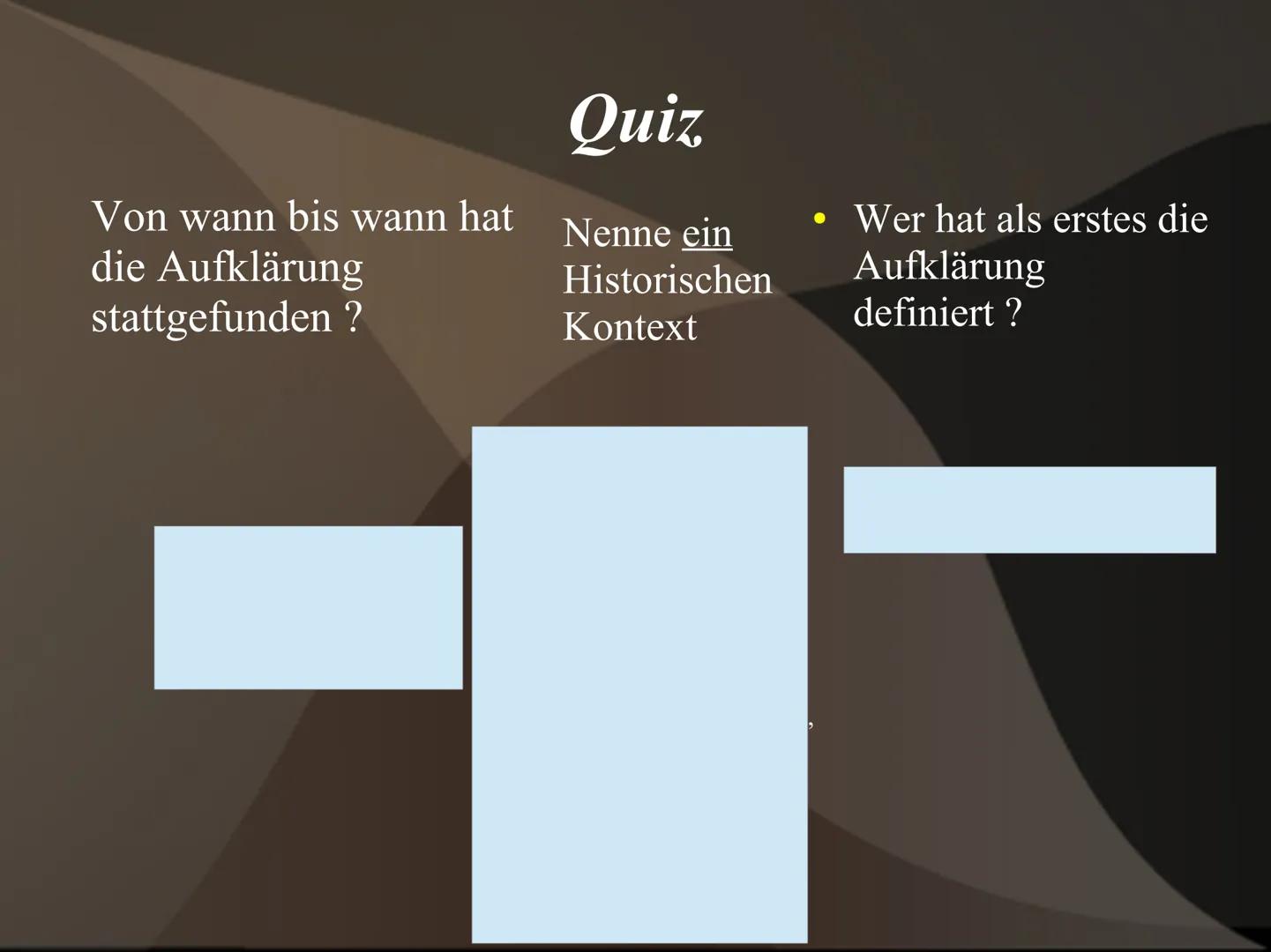 Die Epoche
Der Aufklärung
Von Alaa 11c Gliederung
1. Definition
2. der Phasen
3. Merkmale
3.1 Historische Kontext
3.2 Philosophische Hinterg