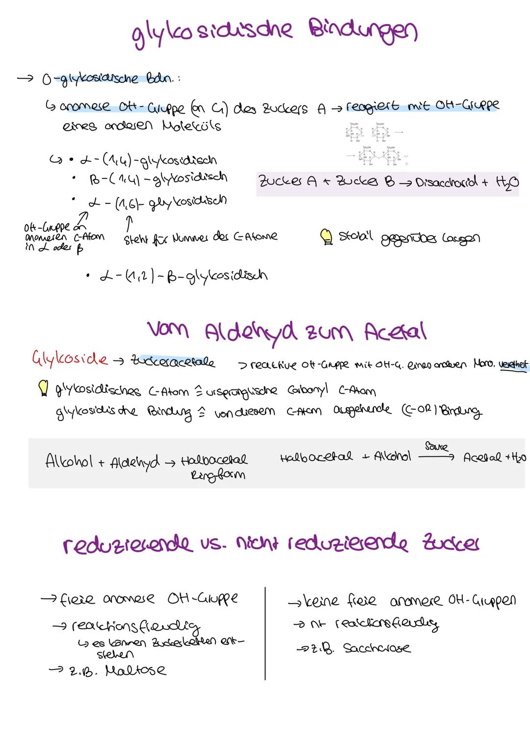 Organische Chemie
C
Lernzettel
Kohlenhydrate
1. Klausur
Q2
chemie LK KOHLENHYDRATE
ÜBERBLICK
Aldehyde
ketone
→ Kohlenhydrate
→ Kohlenstoff +