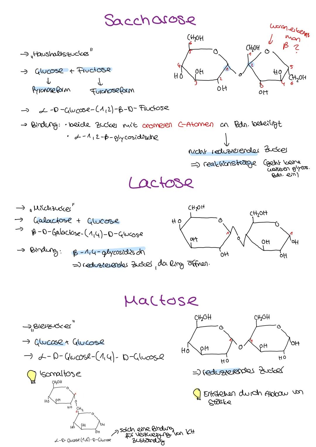 Organische Chemie
C
Lernzettel
Kohlenhydrate
1. Klausur
Q2
chemie LK KOHLENHYDRATE
ÜBERBLICK
Aldehyde
ketone
→ Kohlenhydrate
→ Kohlenstoff +