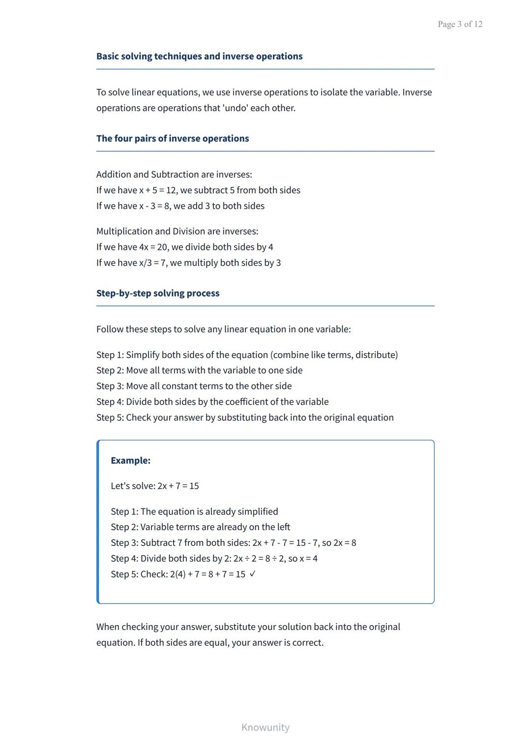Solving linear equations in one variable - step by step guide
Master techniques for solving linear equations with one
variable
What you will